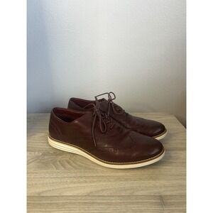 COLE HAAN Men's 10B Original GRAND OS‎ Wingtip Oxford Burgundy Leather Shoes